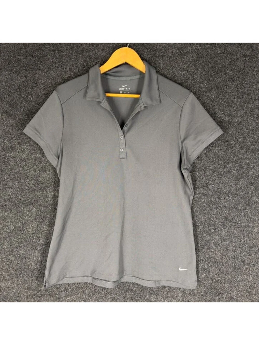 Nike Activewear Polo Shirt Women 2XL Gray Button Collared Short Sleeve Dri Fit